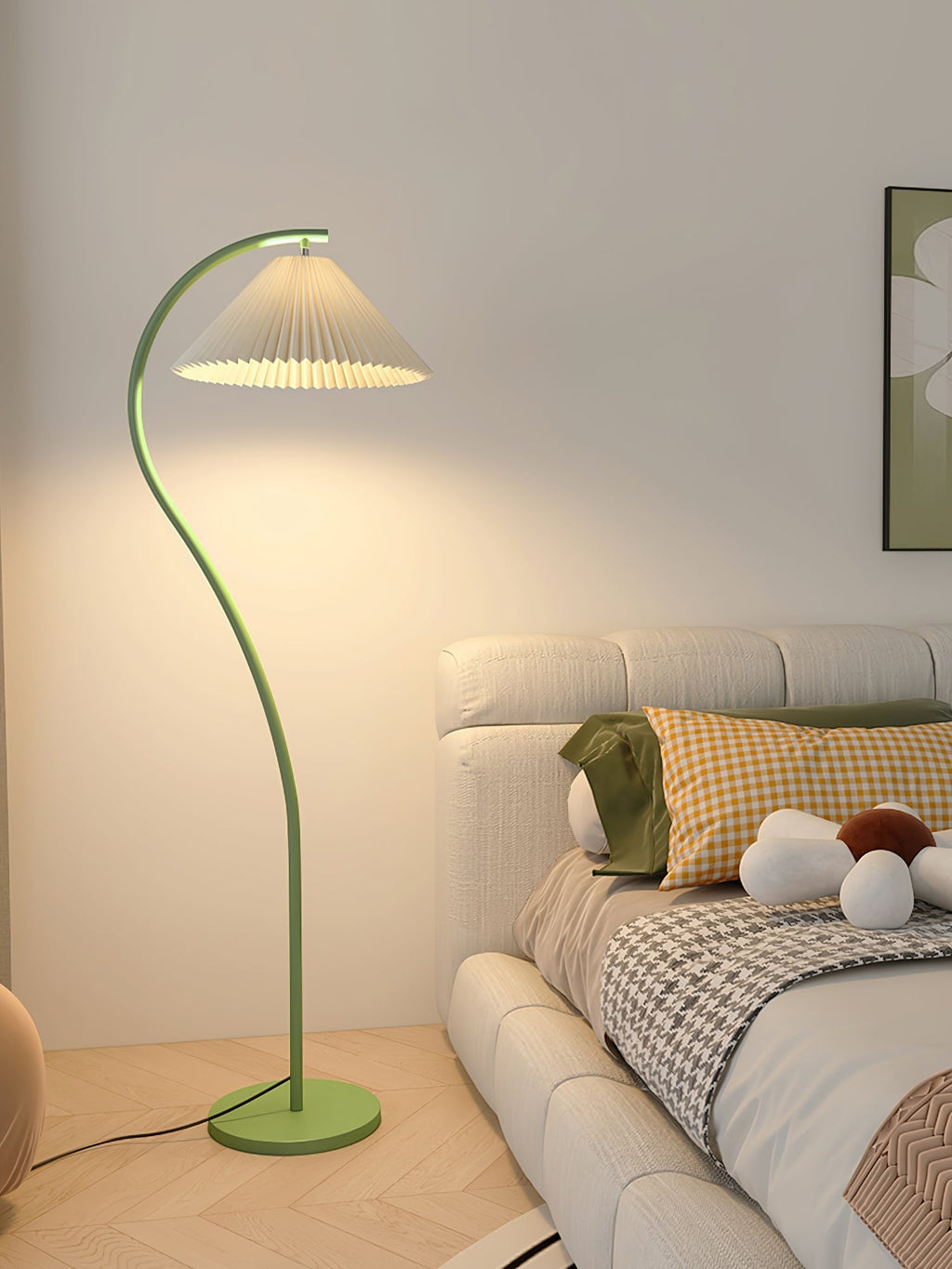 Crescini Floor Lamp with Pleated Lampshade