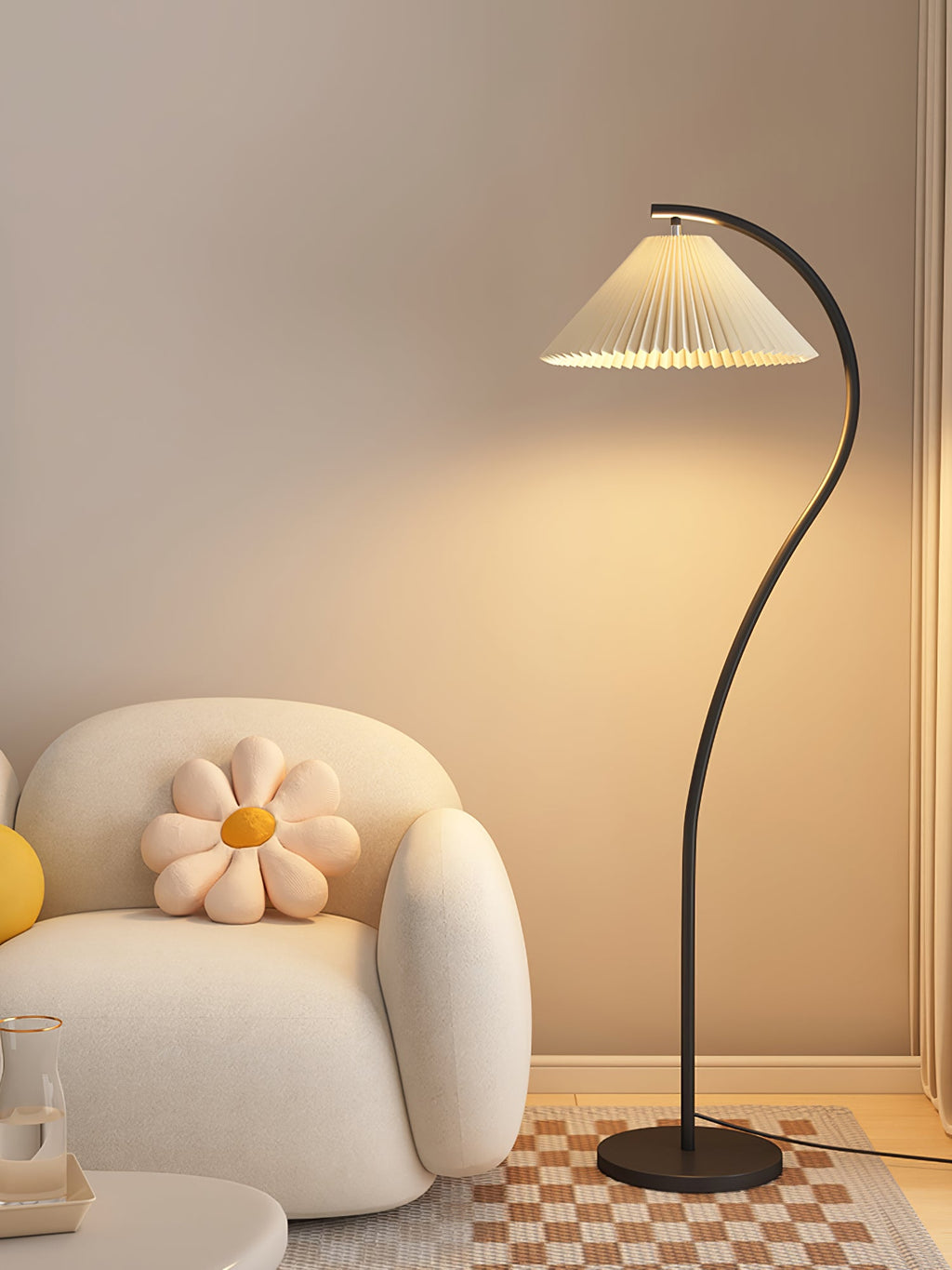 Crescini Floor Lamp with Pleated Lampshade