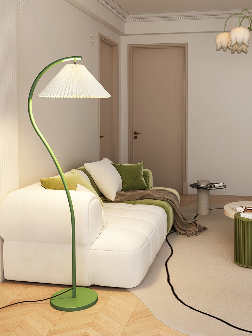 Crescini Floor Lamp with Pleated Lampshade