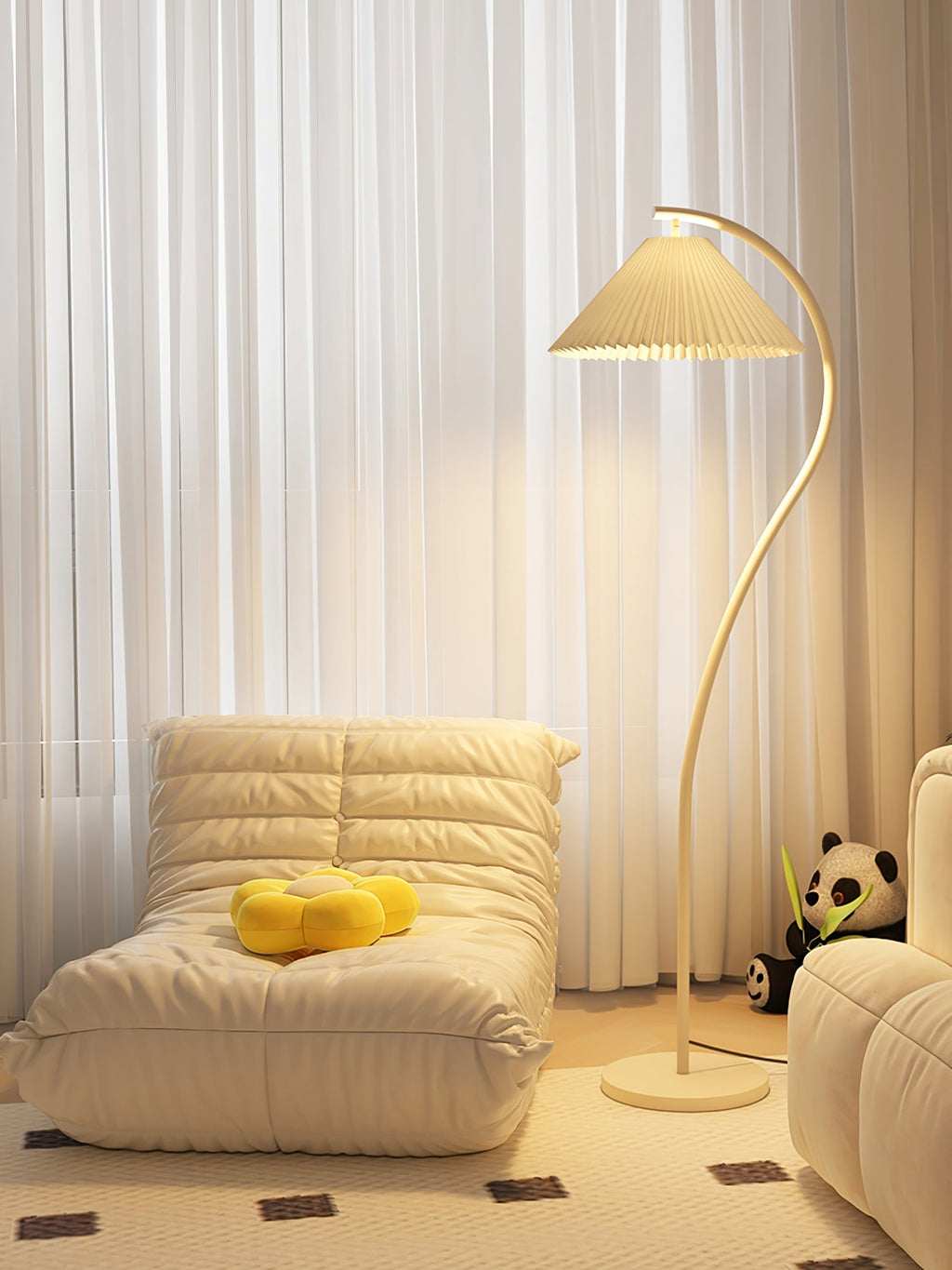 Crescini Floor Lamp with Pleated Lampshade