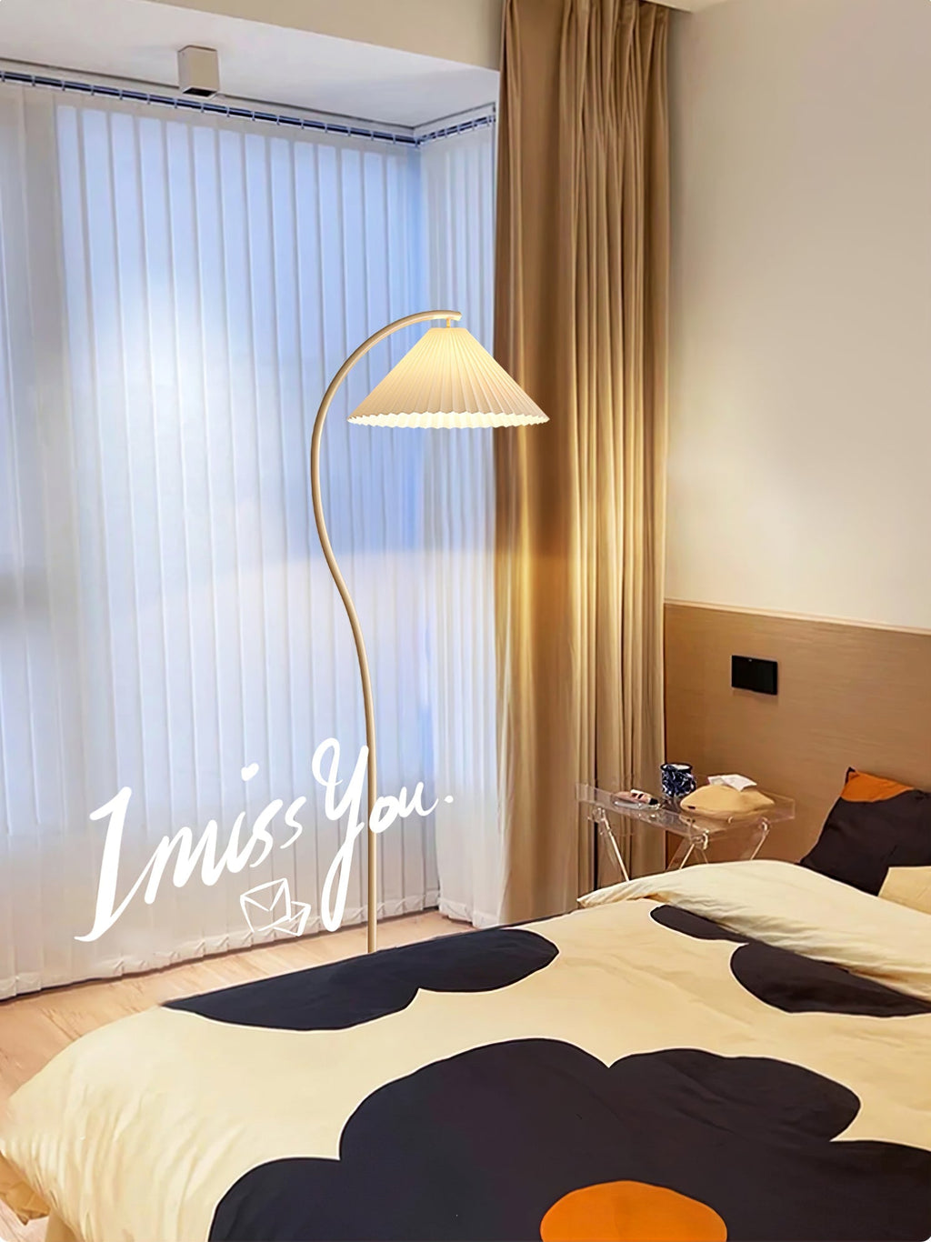 Crescini Floor Lamp with Pleated Lampshade