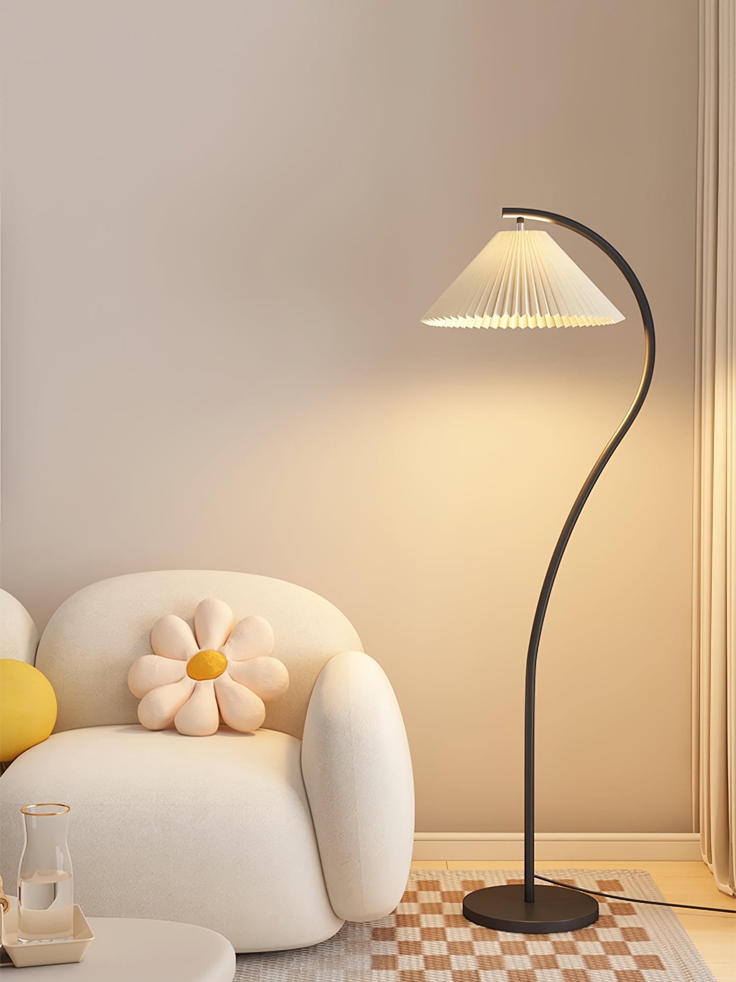 Crescini Floor Lamp with Pleated Lampshade