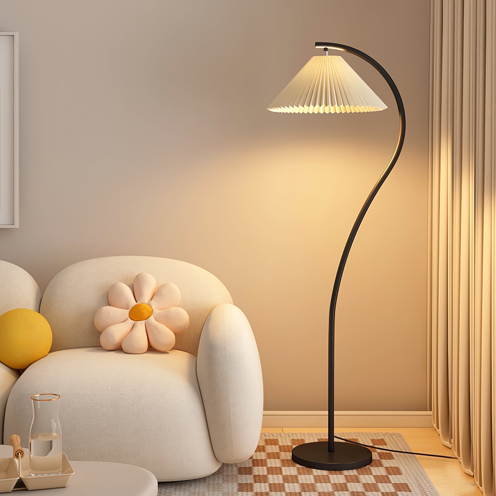 Crescini Floor Lamp with Pleated Lampshade