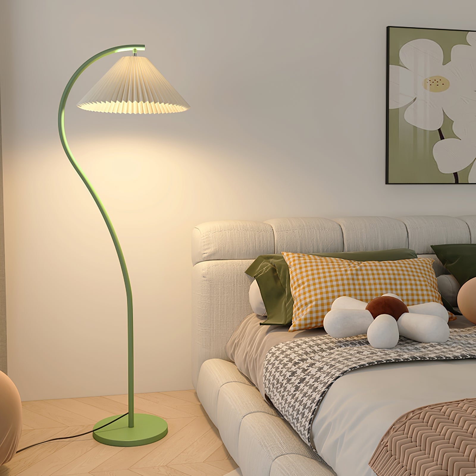 Crescini Floor Lamp with Pleated Lampshade