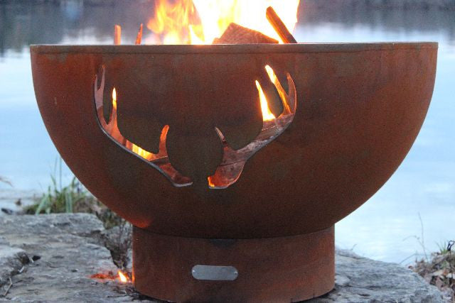 Fire Pit Art Antlers 36" Steel Fire Pit