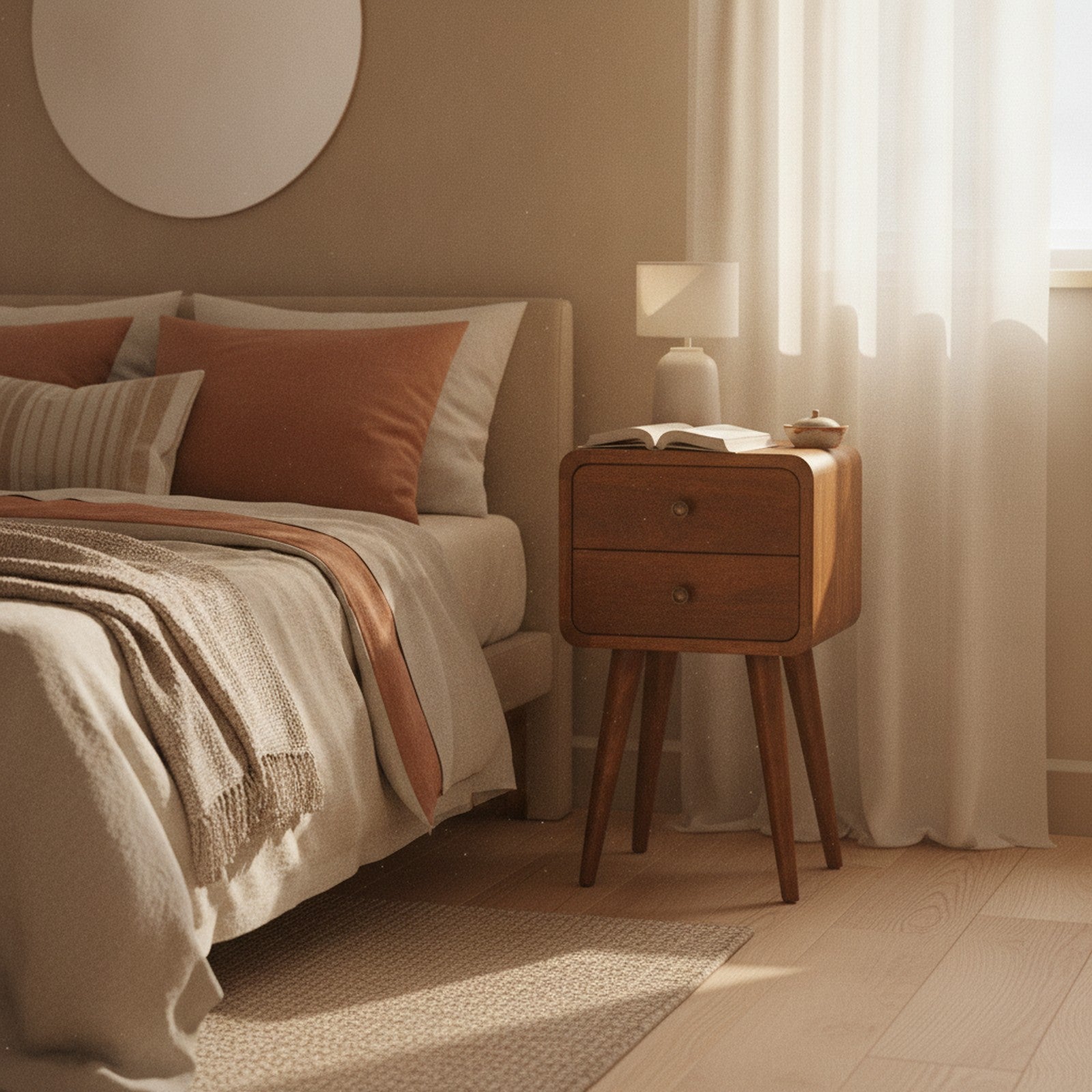 Hyeres Nightstand — styled in a Maison Bruxelle interior