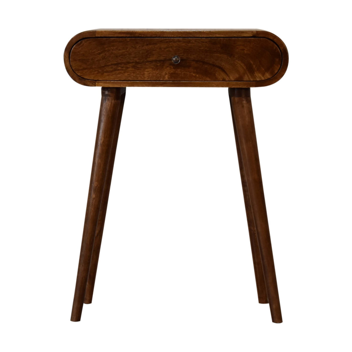 Chestnut Mango Wood 2-Drawer Console Table — Rounded Edges, Nordic Legs | Amboise