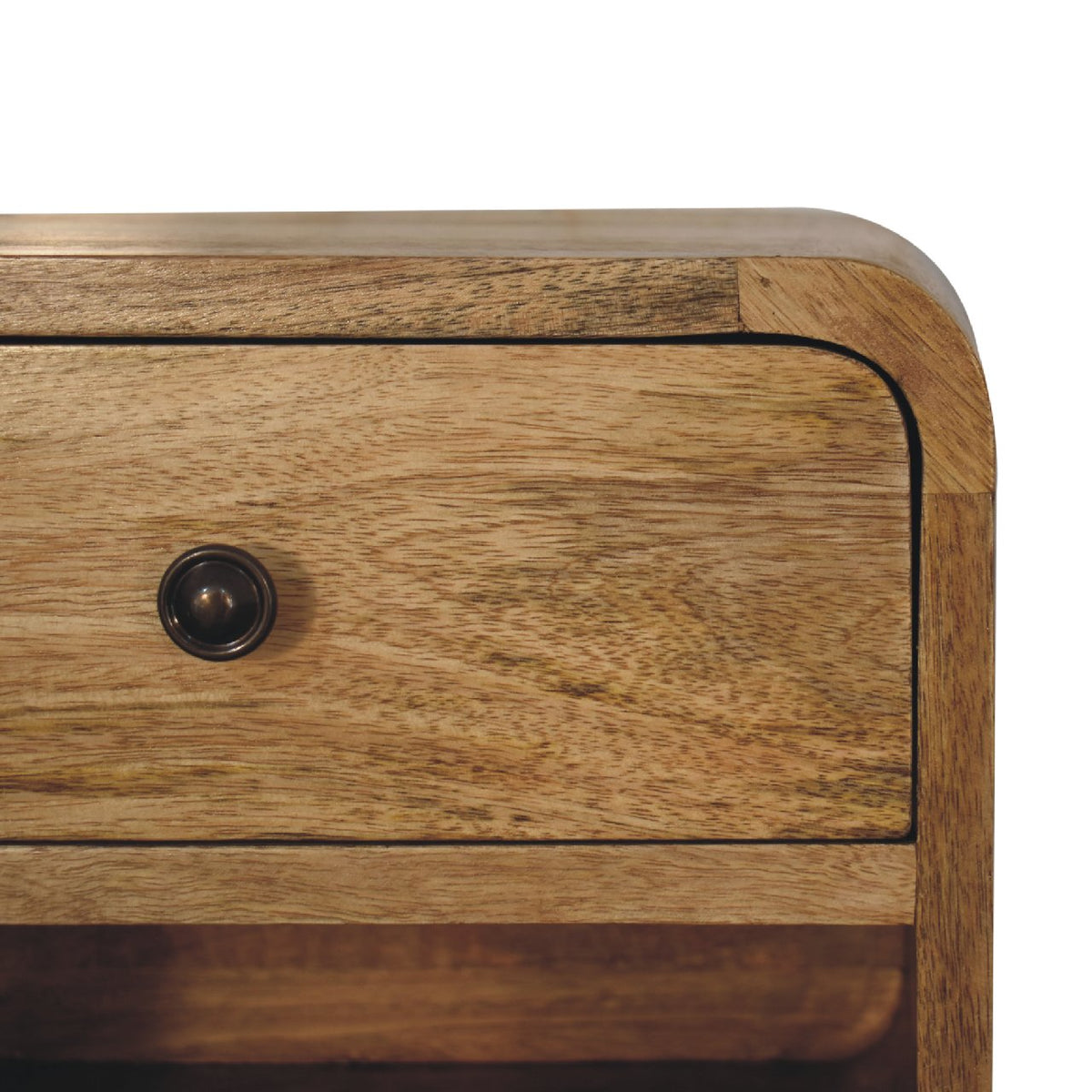 Oak Finish Mango Wood 1-Drawer Floating Nightstand — Wall-Mounted Bedside Table, Open Shelf | Honfleur