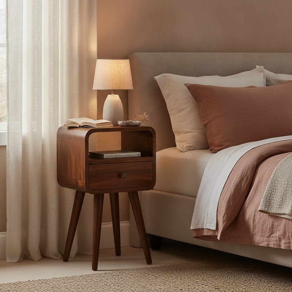 Grignan Nightstand — styled in a Maison Bruxelle interior