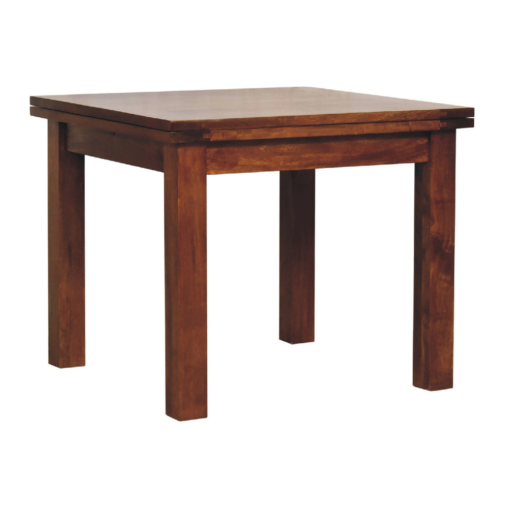 Oak Finish Mango Wood Extendable Dining Table — Butterfly Leaf Extension | Fontaine