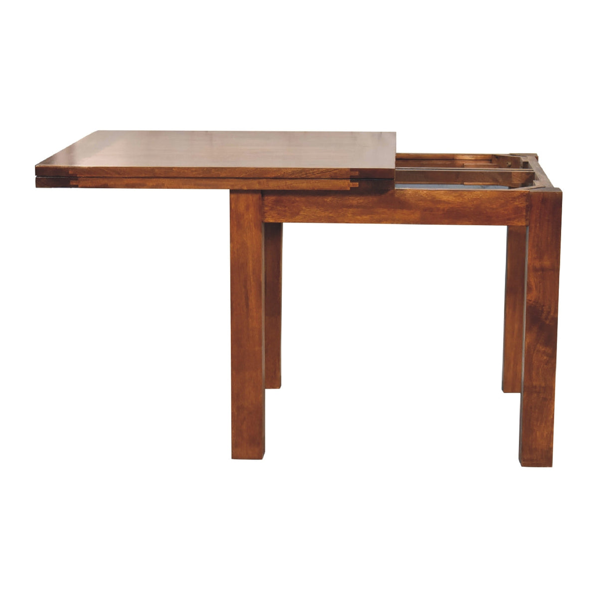 Oak Finish Mango Wood Extendable Dining Table — Butterfly Leaf Extension | Fontaine