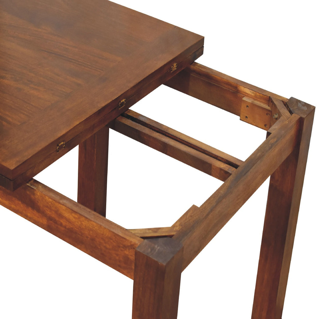 Oak Finish Mango Wood Extendable Dining Table — Butterfly Leaf Extension | Fontaine