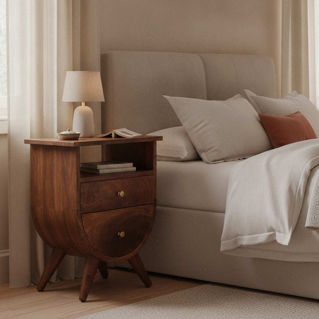 Lodeve Nightstand — styled in a Maison Bruxelle interior