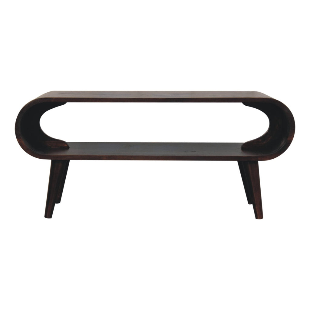 Walnut Mango Wood Coffee Table — Open Design, Nordic Legs, Rounded Edges | Wavre