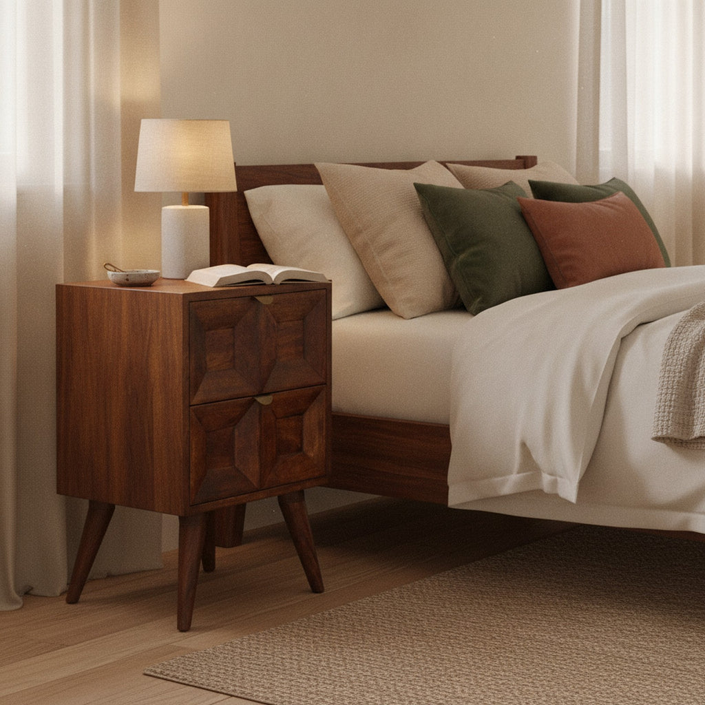 Lectoure Nightstand — styled in a Maison Bruxelle interior