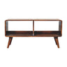 Chestnut Mango Wood Media Console — Curved Edges, Double Open Slot, Nordic Legs TV Stand | Denys