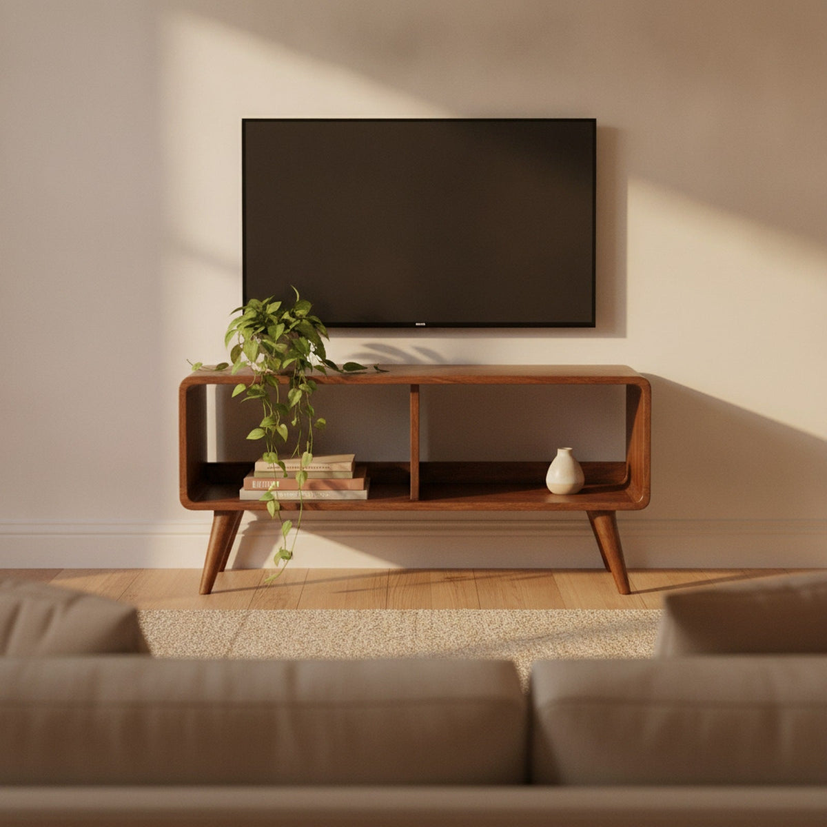 Denys Media Console — styled in a room