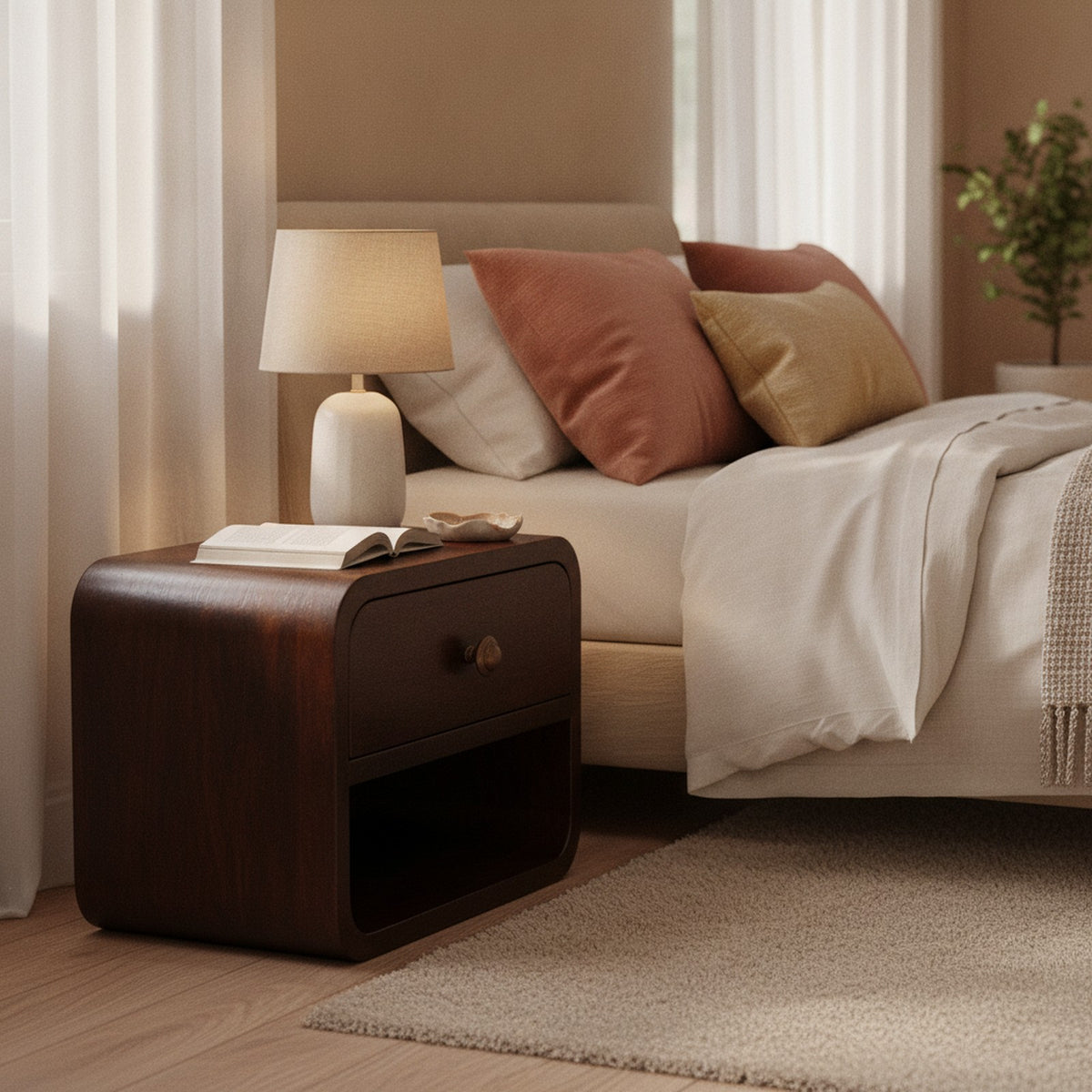 Roubaix Nightstand — styled in a Maison Bruxelle interior