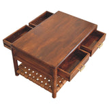 Chestnut Coffee Table with 4 Drawers