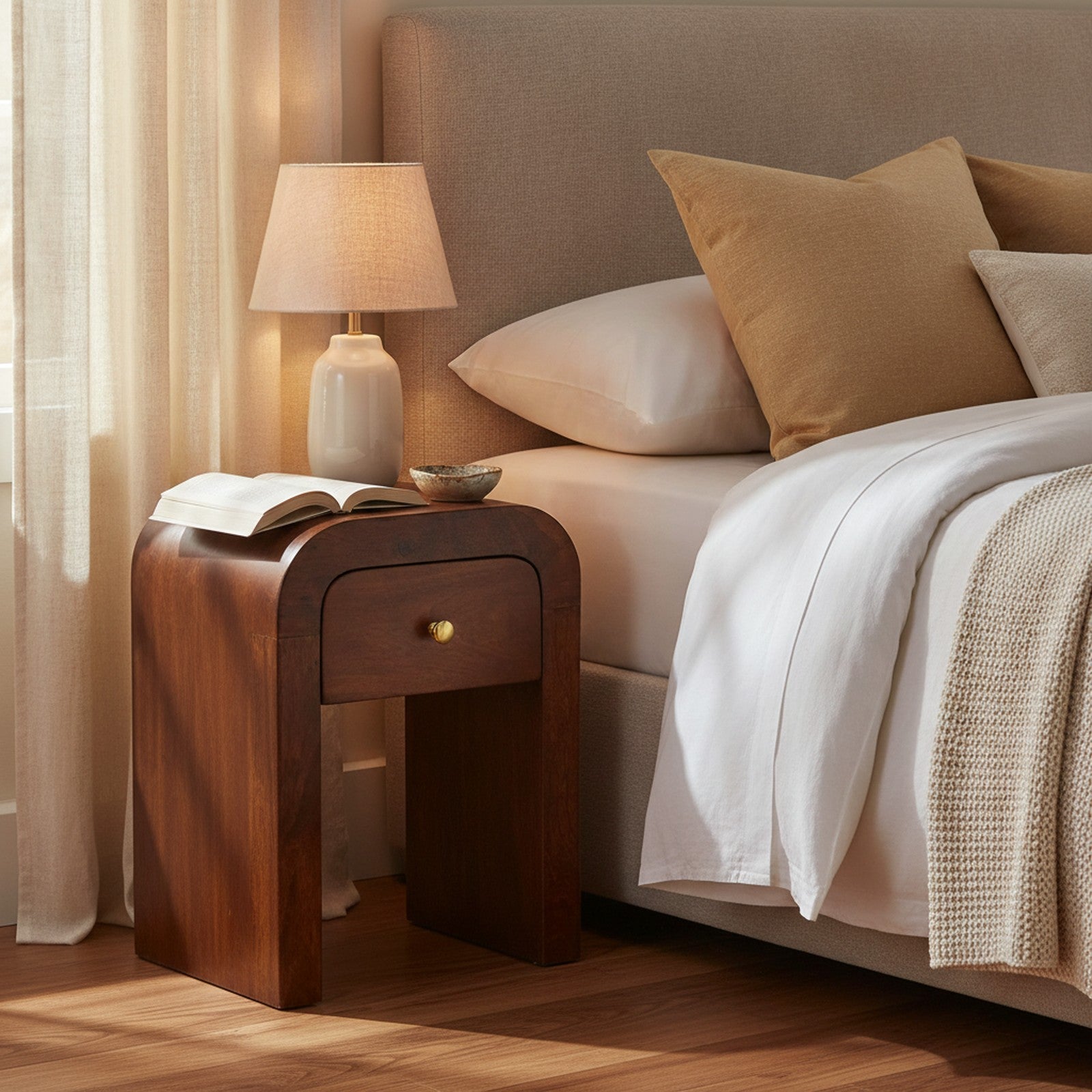 Louviers Nightstand — styled in a Maison Bruxelle interior