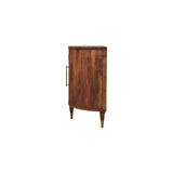 Amber Oak Mango Wood 4-Door Sideboard — Curved Fluted Doors, Brass-Tipped Legs