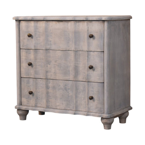 Washed Grey Mango Wood 3-Drawer Chest