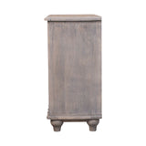 Washed Grey Mango Wood 3-Drawer Chest — Curved Front, Turned Bun Feet