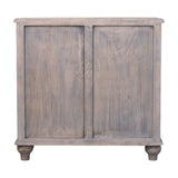Washed Grey Mango Wood 3-Drawer Chest — Curved Front, Turned Bun Feet