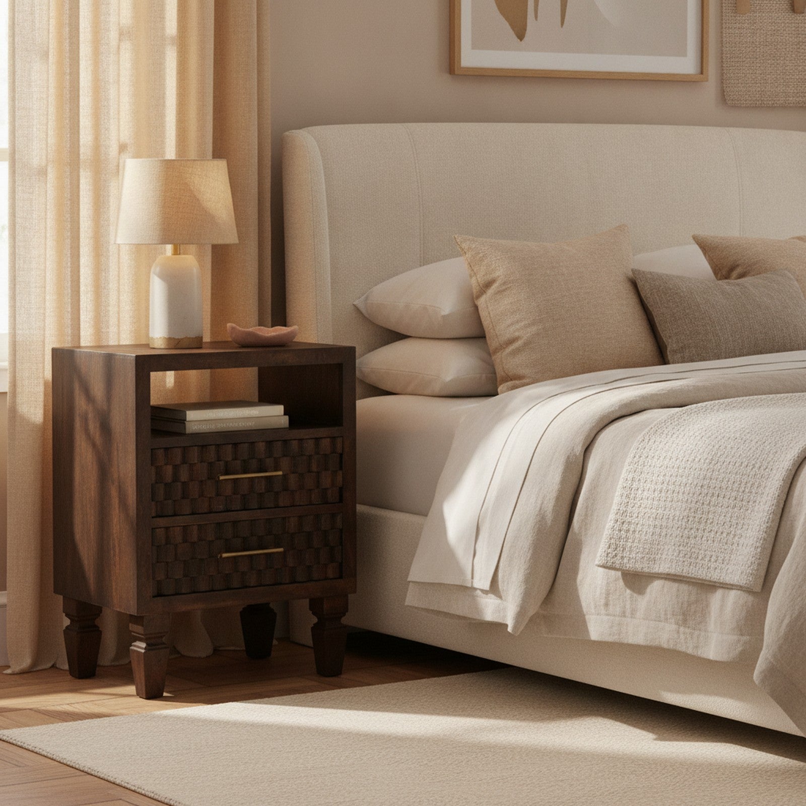 Macon Nightstand — styled in a Maison Bruxelle interior