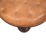Tan Leather Round Coffee Table 88cm