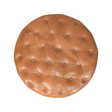 Tan Leather Round Coffee Table 88cm
