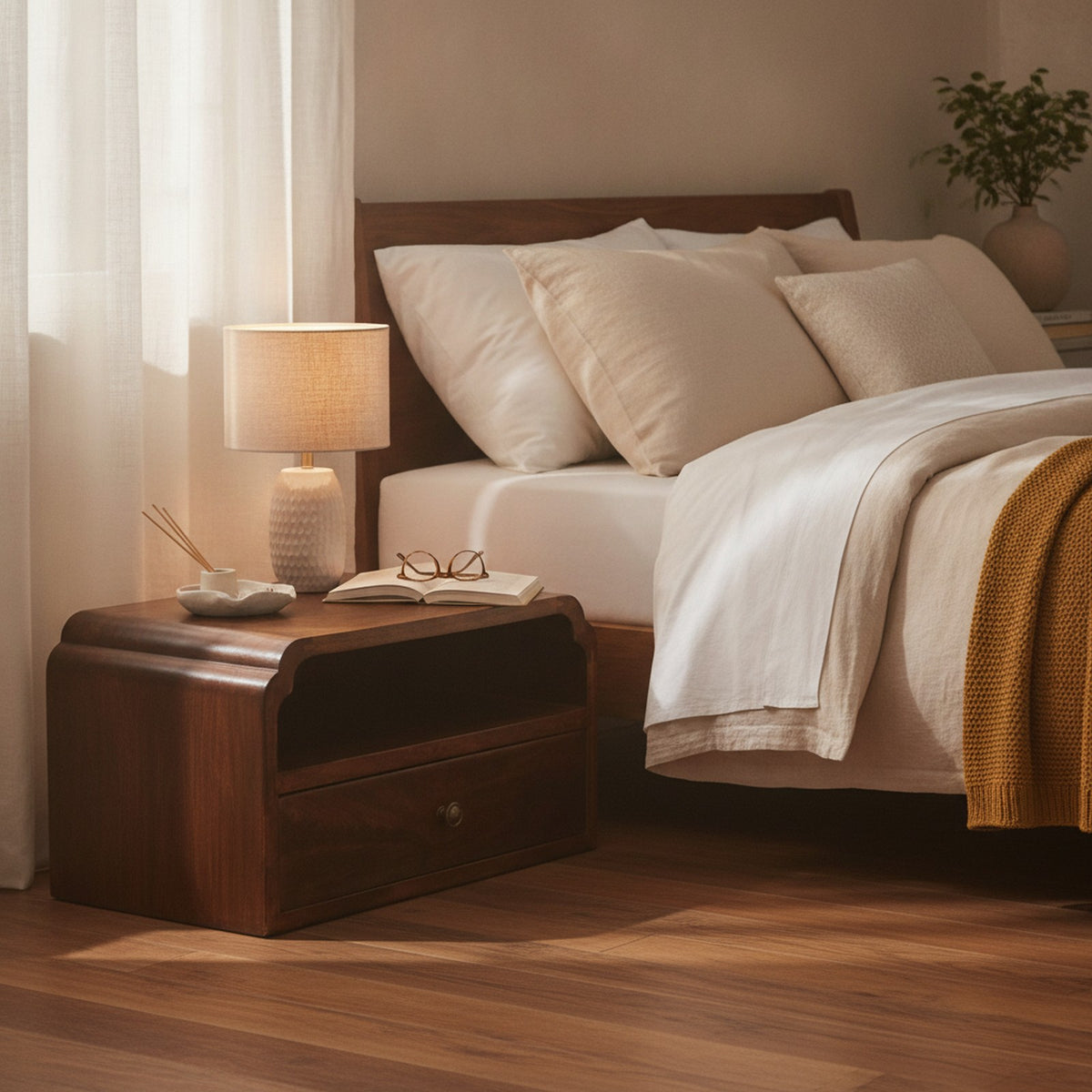 Evreux Nightstand — styled in a Maison Bruxelle interior