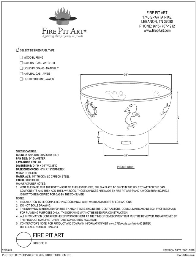 Kokopelli dimensions drawing