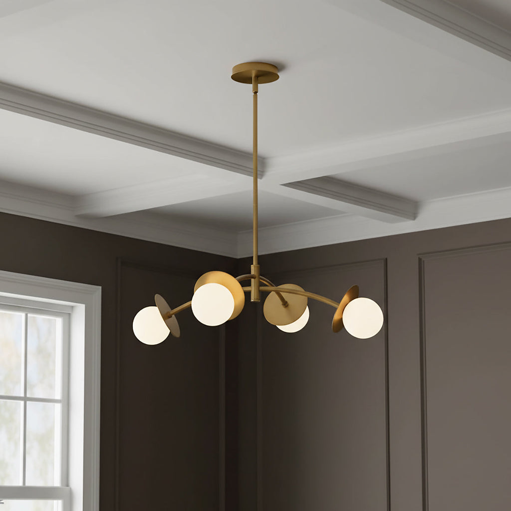 Levi 4 Globe 26" Crystal Chandelier, Old Brass