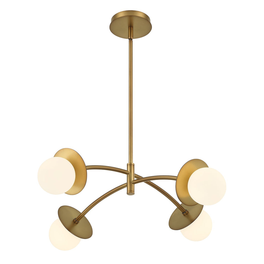 Levi 4 Globe 26" Crystal Chandelier, Old Brass
