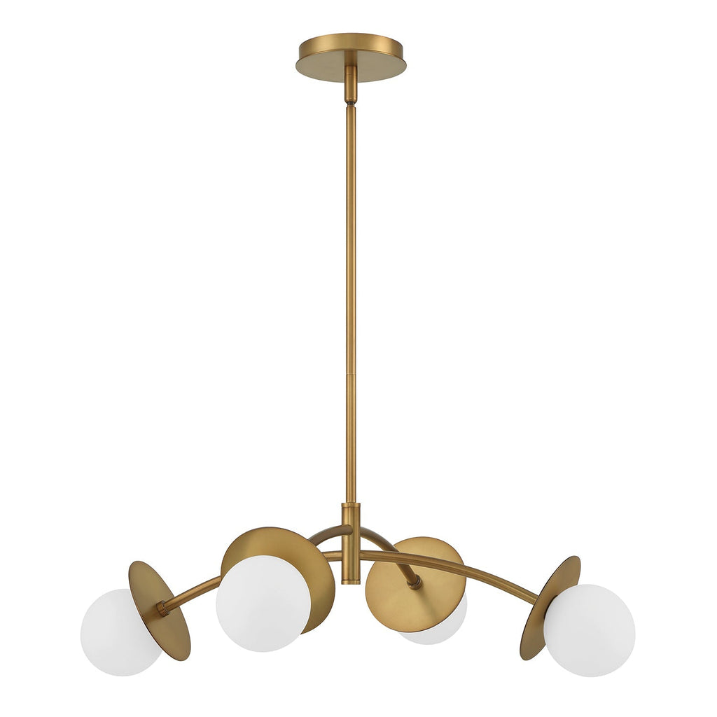 Levi 4 Globe 26" Crystal Chandelier, Old Brass