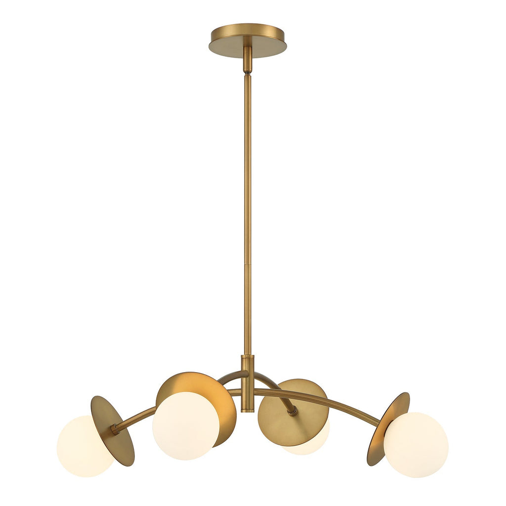 Levi 4 Globe 26" Crystal Chandelier, Old Brass