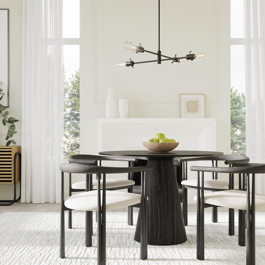 Mason 4-Light 32" Crystal Chandelier, Matte Black