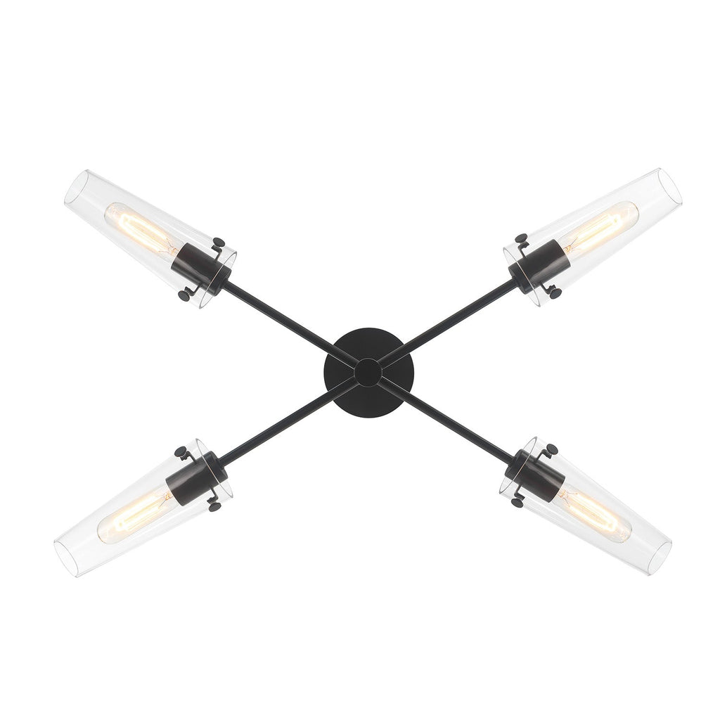 Mason 4-Light 32" Crystal Chandelier, Matte Black