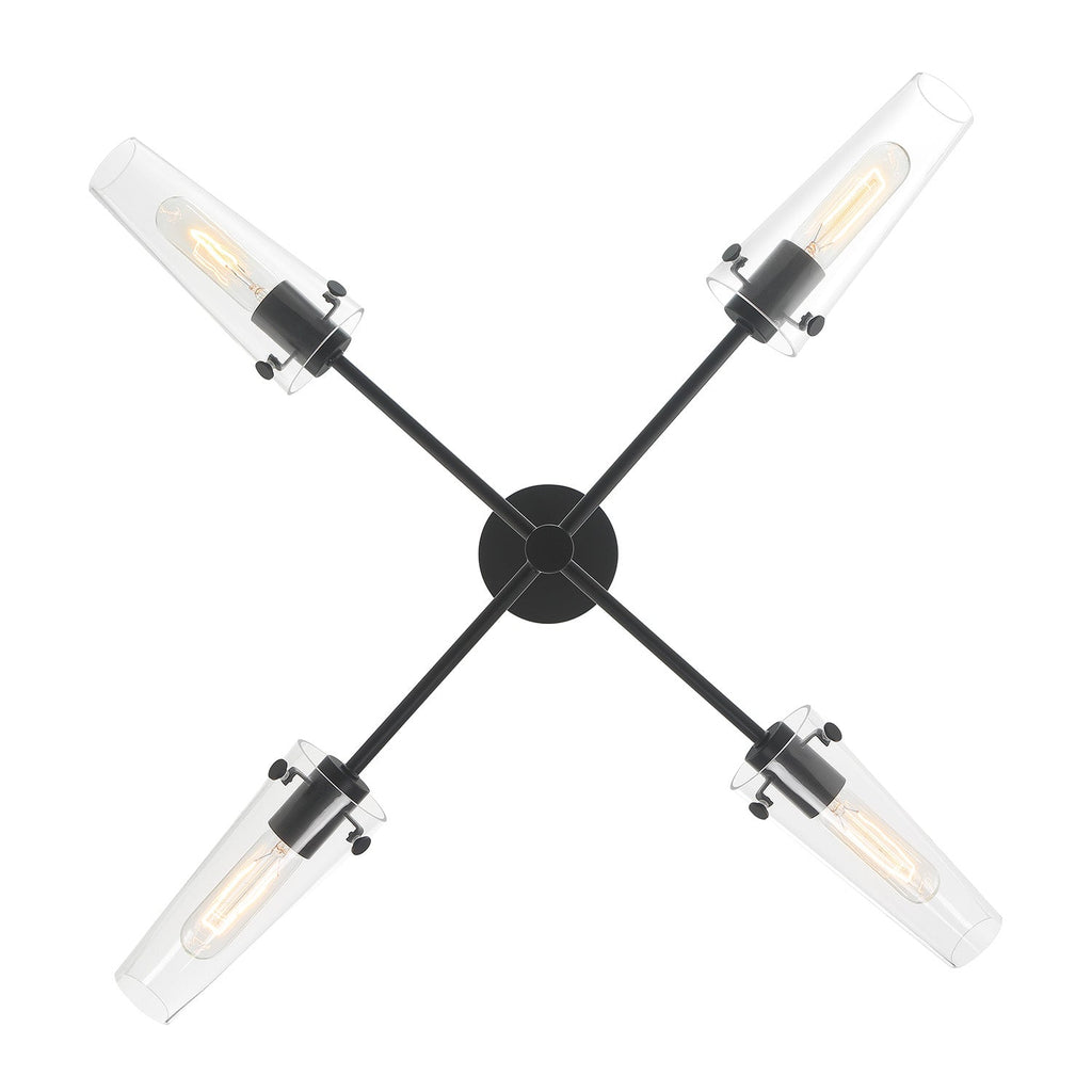 Mason 4-Light 32" Crystal Chandelier, Matte Black