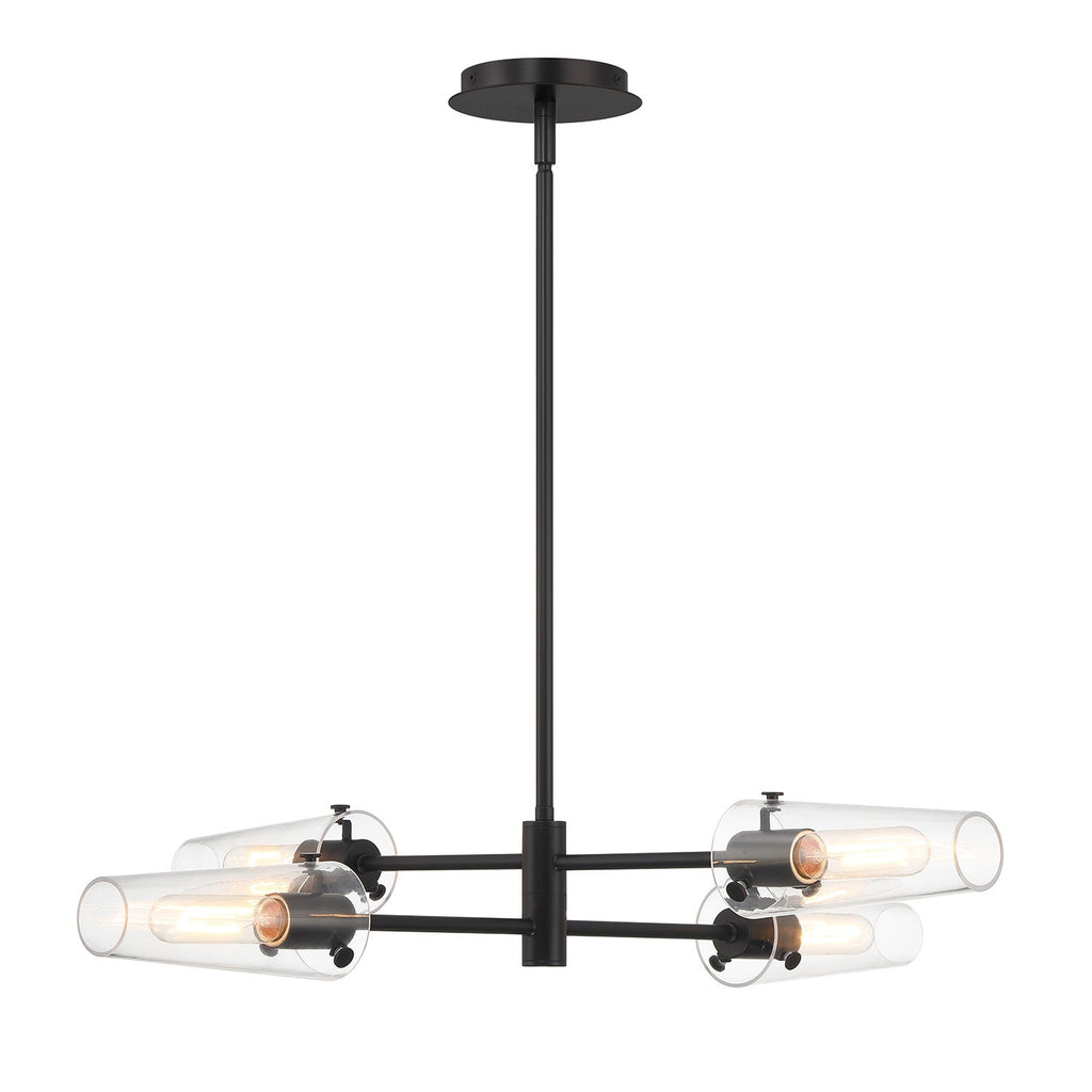 Mason 4-Light 32" Crystal Chandelier, Matte Black