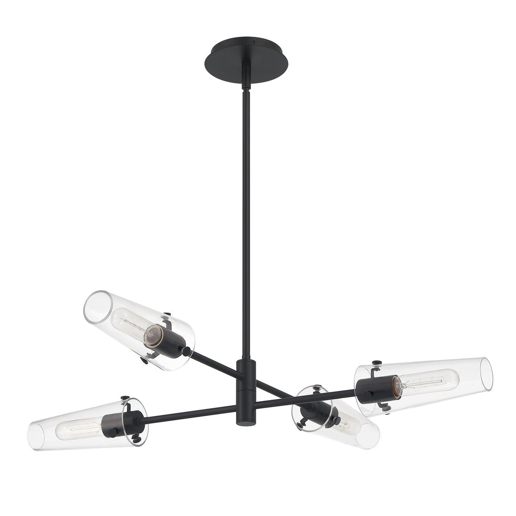 Mason 4-Light 32" Crystal Chandelier, Matte Black