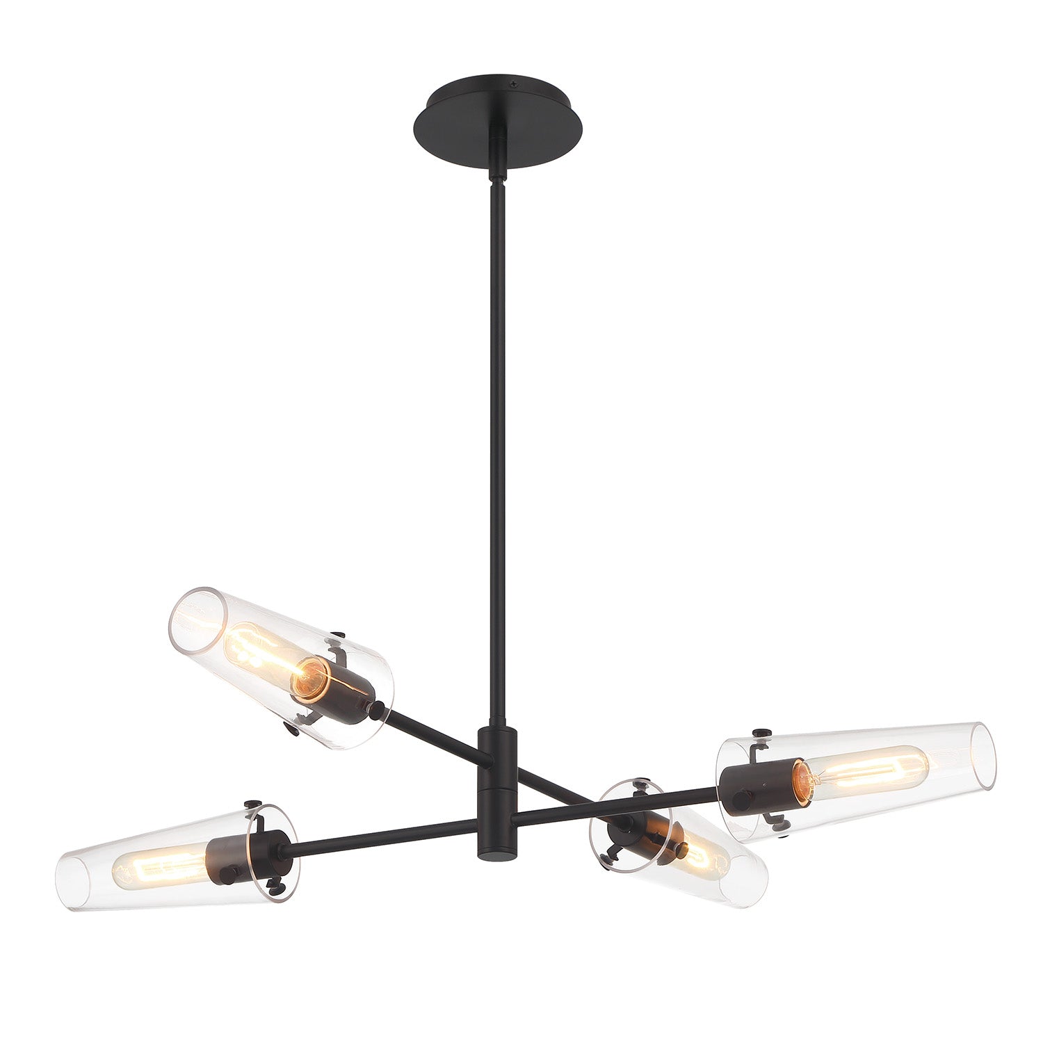 Mason 4-Light 32" Crystal Chandelier, Matte Black