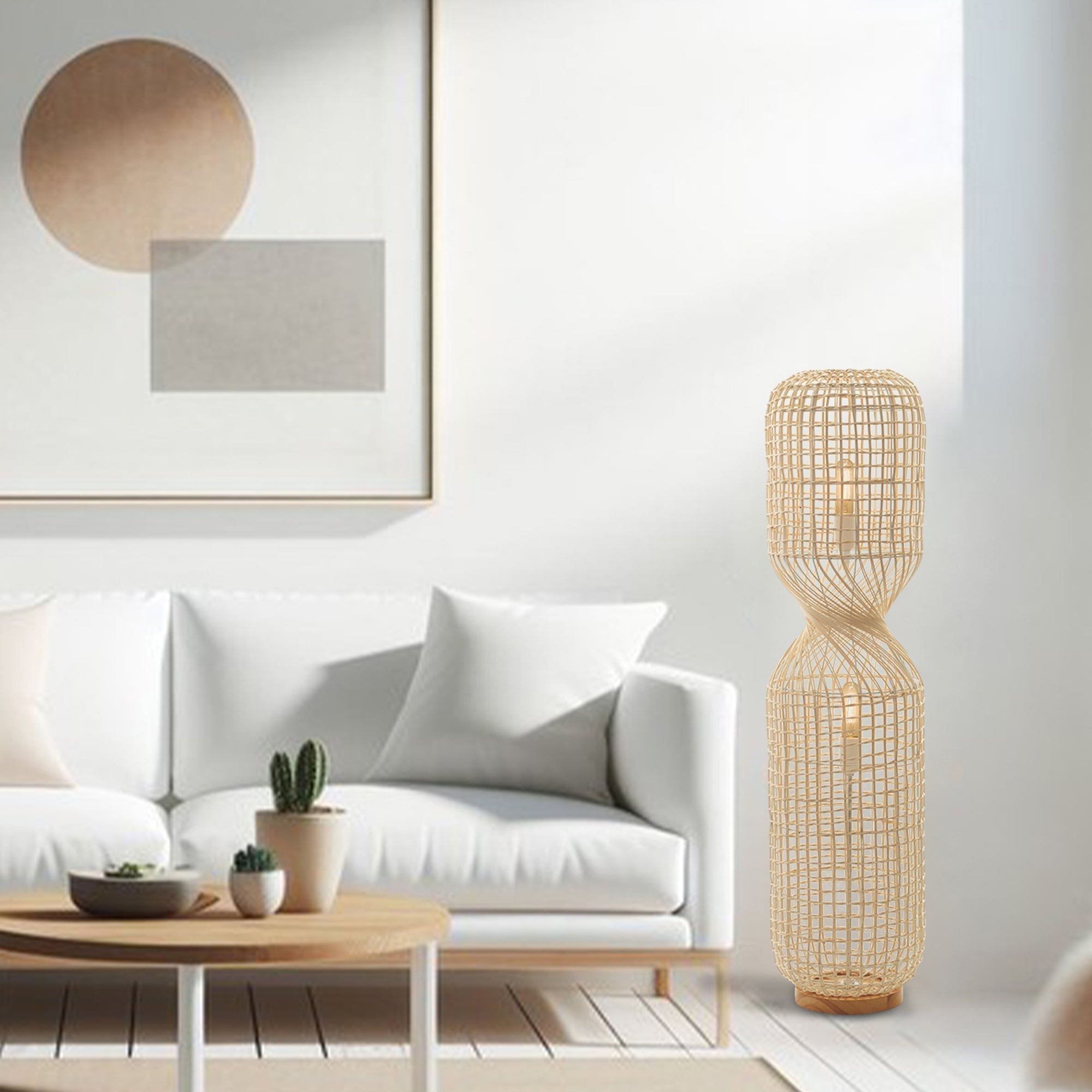 Twirla Rattan Floor Lamp - Large/Small