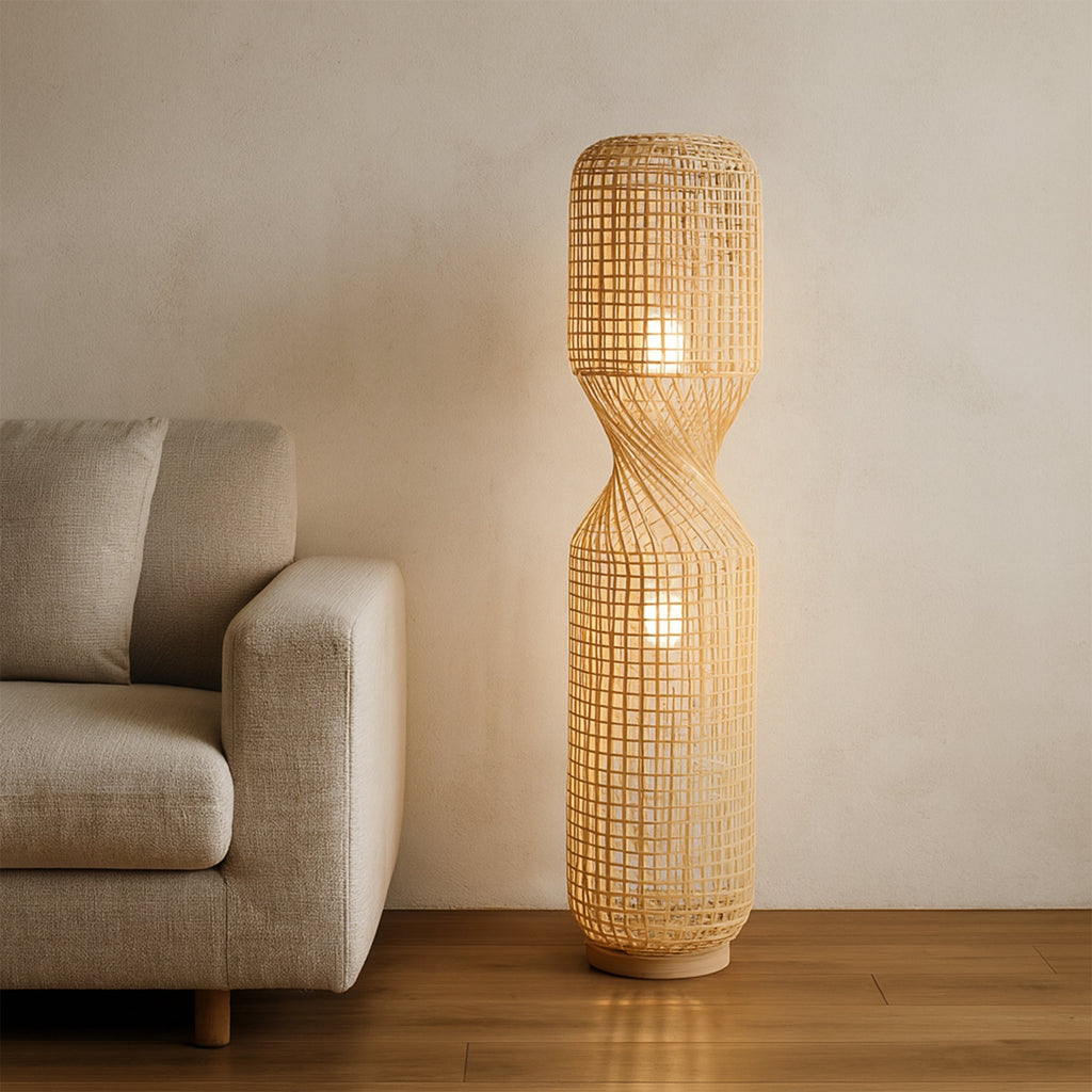 Twirla Rattan Floor Lamp - Large/Small