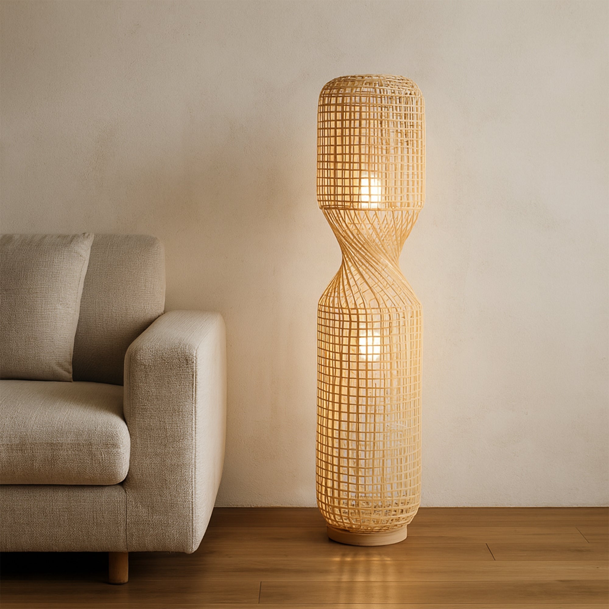 Twirla Rattan Floor Lamp - Large/Small