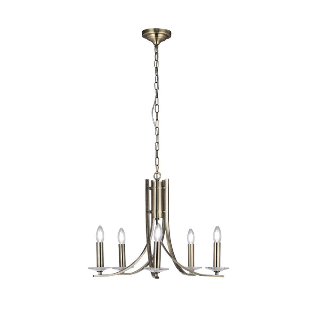 5-Arm Antique Brass Style Chandelier E14 40W