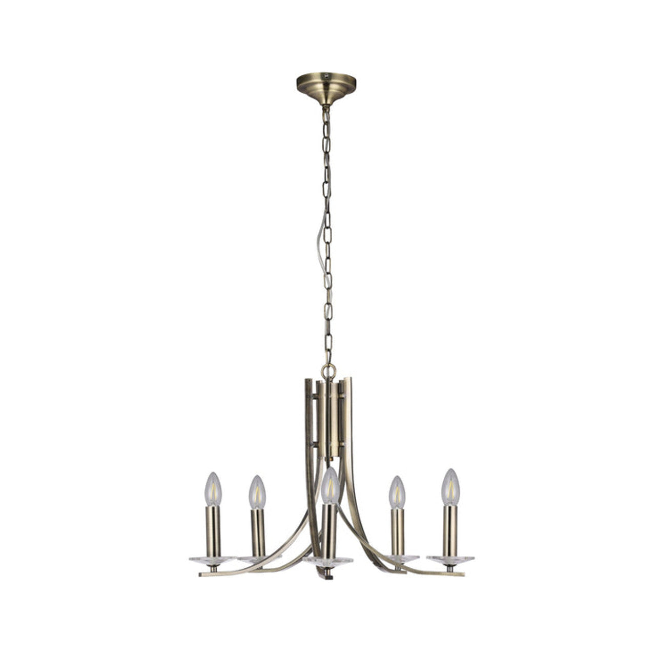 5-Arm Antique Brass Style Chandelier E14 40W
