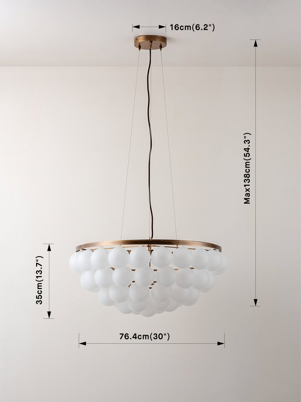 Cloudia - Large 5-Point Matte White Brass Chandelier