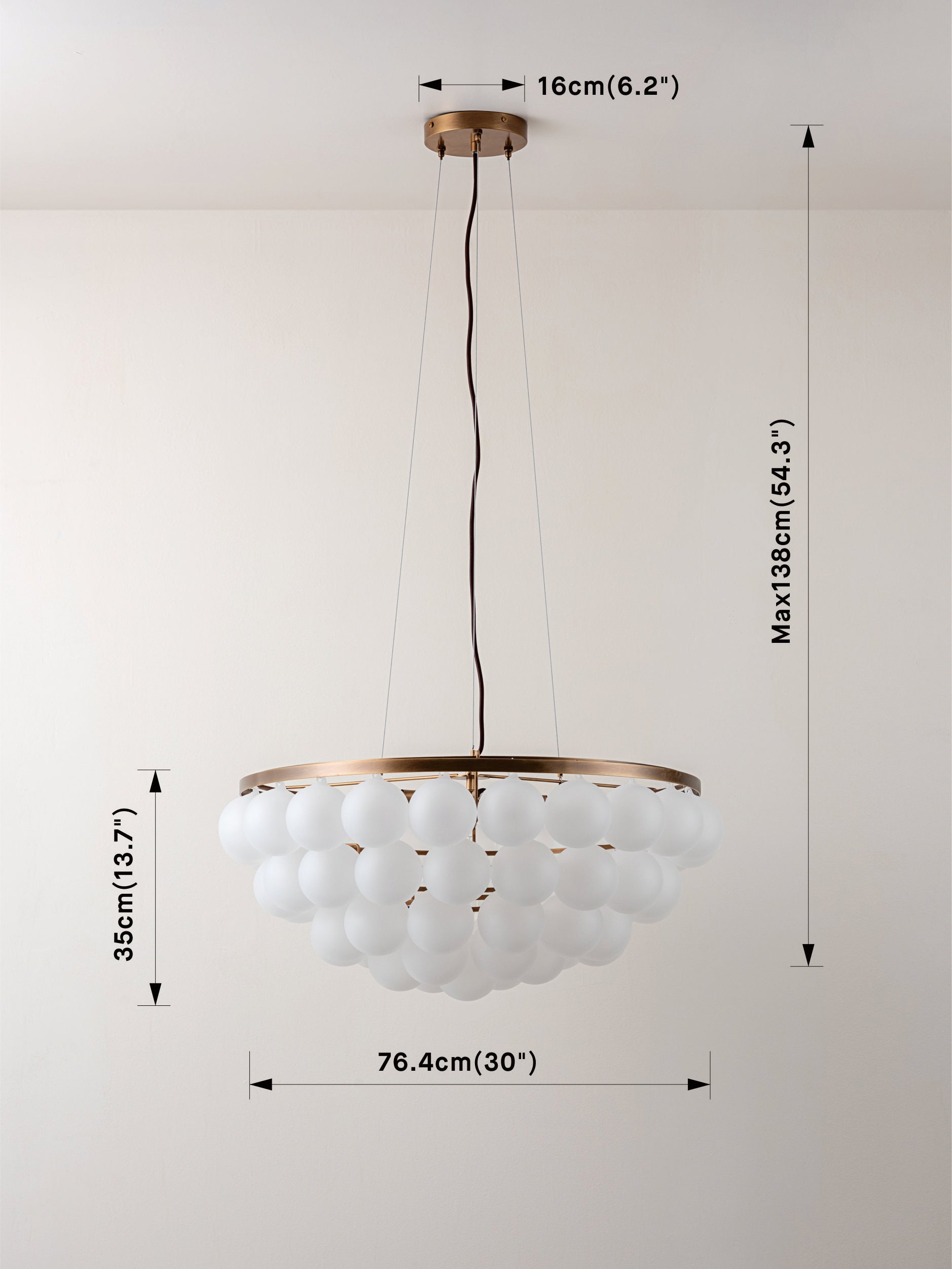 Cloudia - Large 5-Point Matte White Brass Chandelier